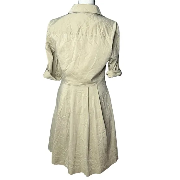 Tory Burch Blythe Khaki Safari Style Shirt Dress Size 6