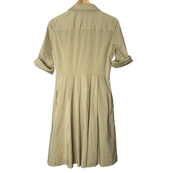 Tory Burch Blythe Khaki Safari Style Shirt Dress Size 6