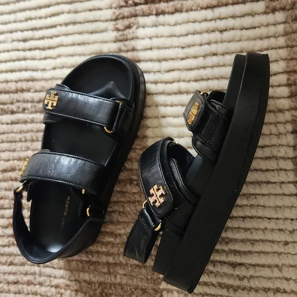 Tory Burch Kira Black Leather Sandals