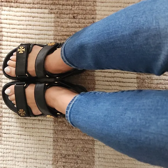Tory Burch Kira Black Leather Sandals