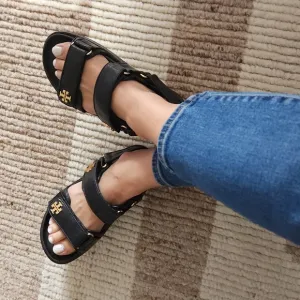 Tory Burch Kira Black Leather Sandals