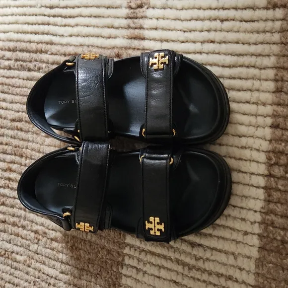 Tory Burch Kira Black Leather Sandals