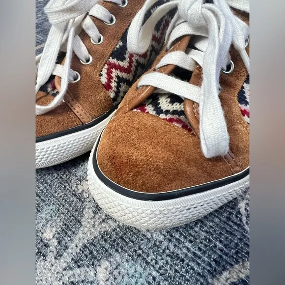 Tory Burch Noah Fair Isle Knit Suede Sneakers