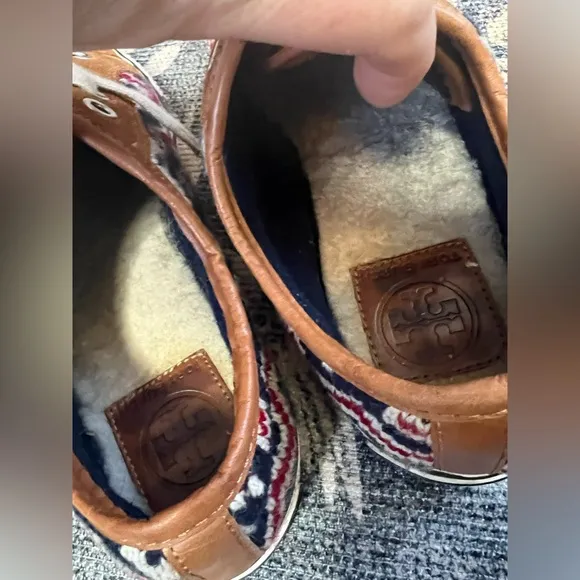 Tory Burch Noah Fair Isle Knit Suede Sneakers