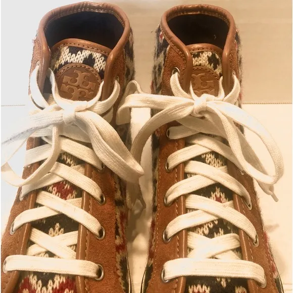 Tory Burch Noah Tan High Top Sneakers Size 5.5