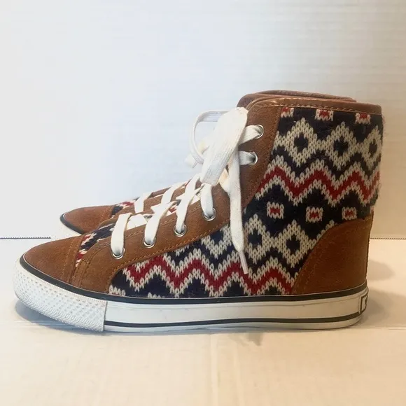 Tory Burch Noah Tan High Top Sneakers Size 5.5