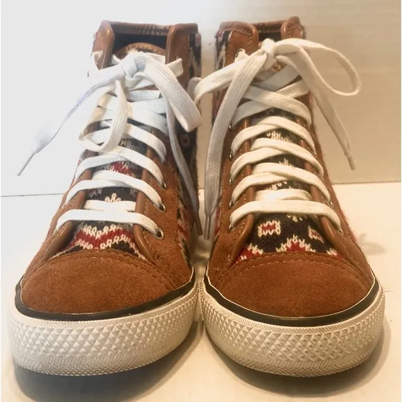 Tory Burch Noah Tan High Top Sneakers Size 5.5