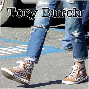 Tory Burch Noah Tan High Top Sneakers Size 5.5