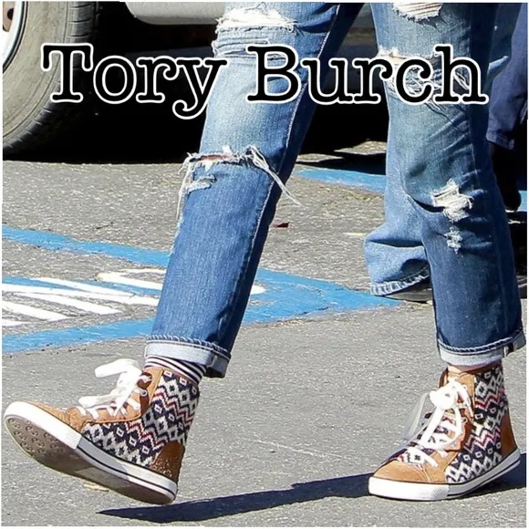 Tory Burch Noah Tan High Top Sneakers Size 5.5