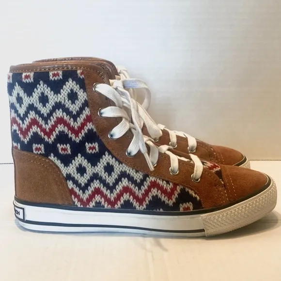 Tory Burch Noah Tan High Top Sneakers Size 5.5