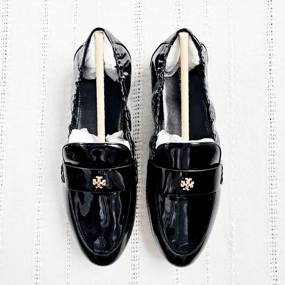Tory Burch Patent Leather Ballet Loafers Slip On Flats Perfect Black NIB 6