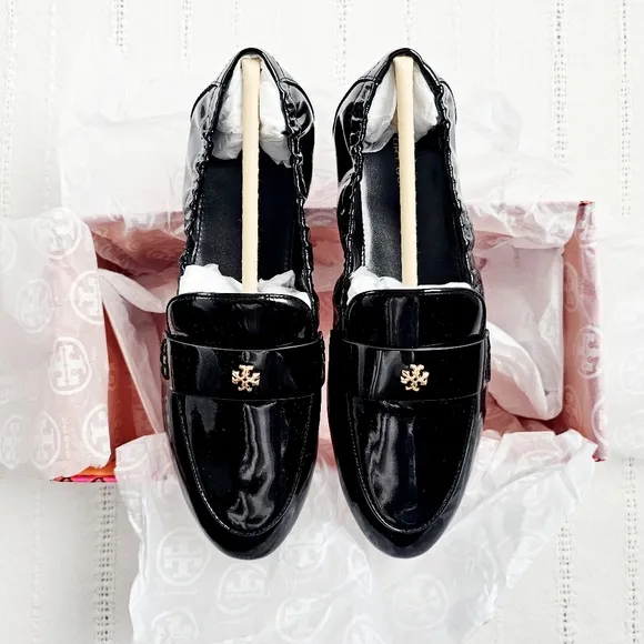 Tory Burch Patent Leather Ballet Loafers Slip On Flats Perfect Black NIB 6