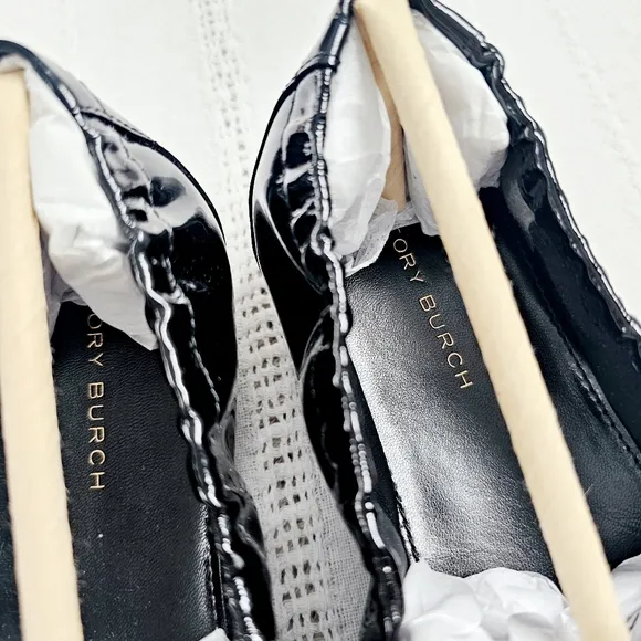 Tory Burch Patent Leather Ballet Loafers Slip On Flats Perfect Black NIB 6