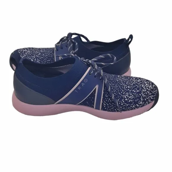 TRAQ By Alegria QOOL Lavender Navy &amp; Lavender Lace Up Athletic Sneakers SZ 37
