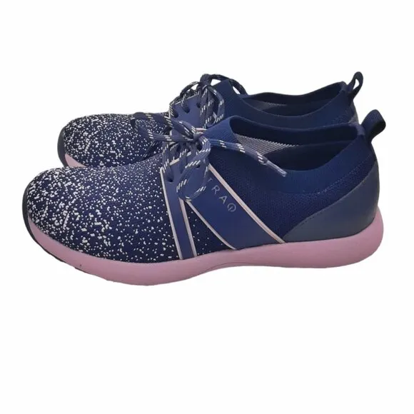 TRAQ By Alegria QOOL Lavender Navy &amp; Lavender Lace Up Athletic Sneakers SZ 37