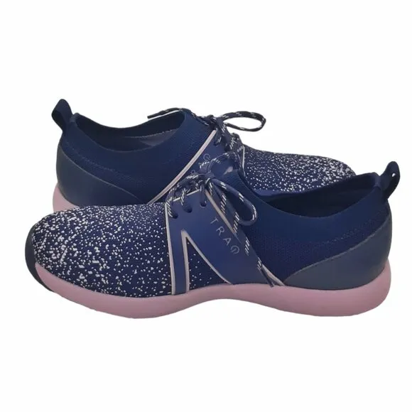 TRAQ By Alegria QOOL Lavender Navy &amp; Lavender Lace Up Athletic Sneakers SZ 37
