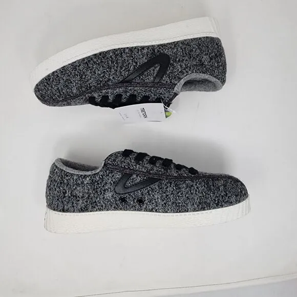 Tretorn Wool Sneakers Womens 7 Grey Nylite Plus Lace up Running Gym Shoes Logo