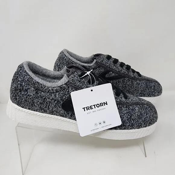 Tretorn Wool Sneakers Womens 7 Grey Nylite Plus Lace up Running Gym Shoes Logo