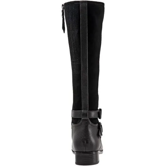 TROTTERS LARKIN LEATHER BLACK RIDING BOOTS NWT WIDE CALF SZ 6WW