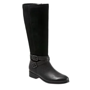 TROTTERS LARKIN LEATHER BLACK RIDING BOOTS NWT WIDE CALF SZ 6WW