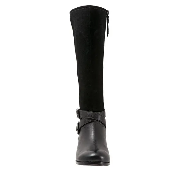 TROTTERS LARKIN LEATHER BLACK RIDING BOOTS NWT WIDE CALF SZ 6WW