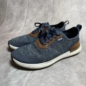 True Linkswear Wanderlux Golf Shoes 9 Blue Knit Brown Accents Spikeless Sneakers
