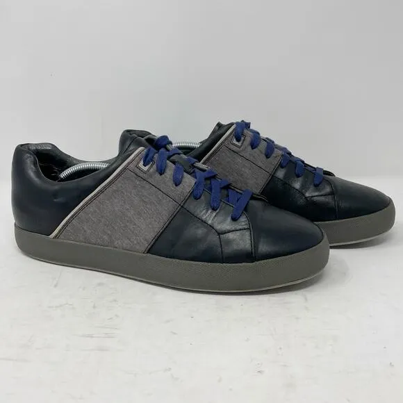 Tsubo Aratus Black Leather &amp; Fabric Lace Up Sneakers Mens Size 8