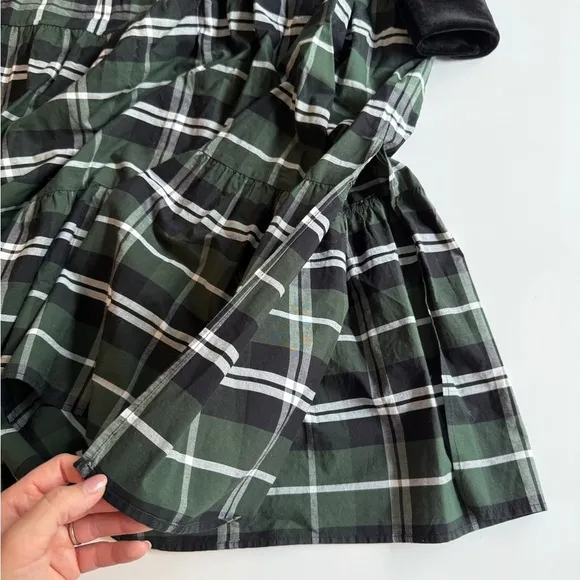 Tuckernuck Bristol Midi Dress Large L Tartan Tiered Velour Trim Holiday Party