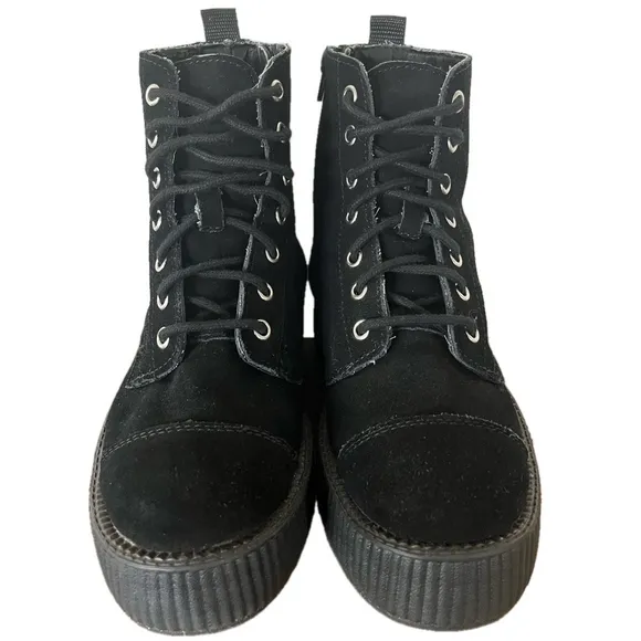 T.U.K. Footwear Black Suede Viva Mondo Boots Creepers Ankle Boot Women’s Size 8