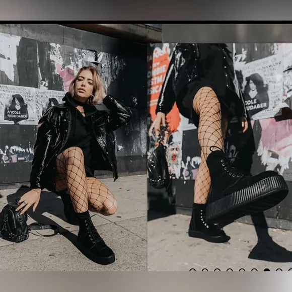 T.U.K. Footwear Black Suede Viva Mondo Boots Creepers Ankle Boot Women’s Size 8