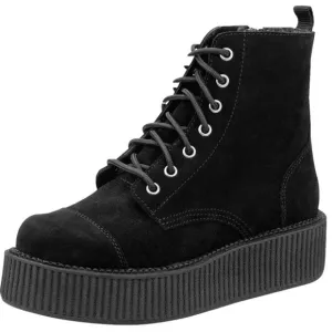 T.U.K. Footwear Black Suede Viva Mondo Boots Creepers Ankle Boot Women’s Size 8