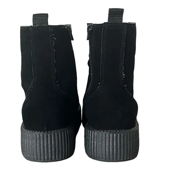 T.U.K. Footwear Black Suede Viva Mondo Boots Creepers Ankle Boot Women’s Size 8