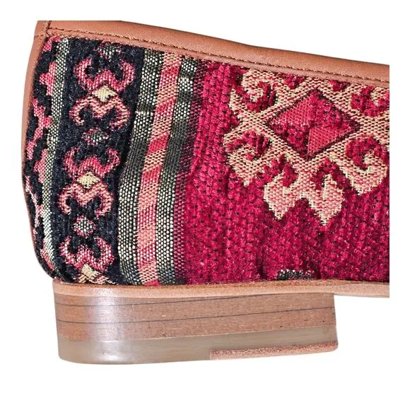 Turkish Kilim Wool Embroidered Carpet Loafers Shoes Women's 9 Indie Boho Art