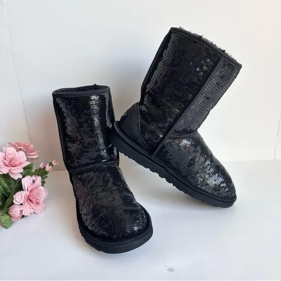 UGG Australia Classic Short Cosmos Sequins Black Boots