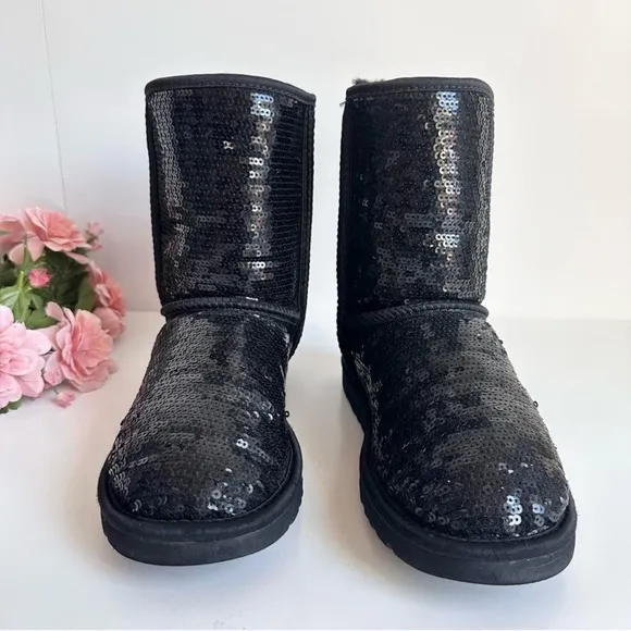 UGG Australia Classic Short Cosmos Sequins Black Boots