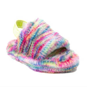 Ugg Australia Kids Girls Fluff Yeah Pixelate Flats Sandals Slippers sz 12