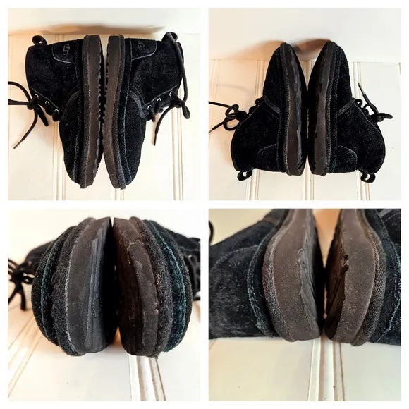 UGG Boots Kids Size 1 Neumel II Black Suede Chukka Ankle Shoes Girls Boys