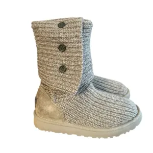 UGG Classic Cardy Australia Gray Knit Style Fold Down Boots Women’s Size 8