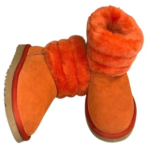 UGG classic mini fluff shearling women's ankle boots size 8 Orange color