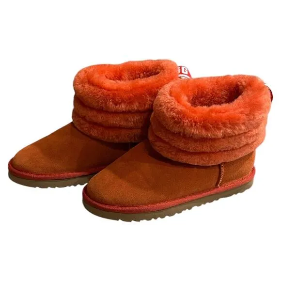 UGG classic mini fluff shearling women's ankle boots size 8 Orange color