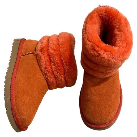 UGG classic mini fluff shearling women's ankle boots size 8 Orange color