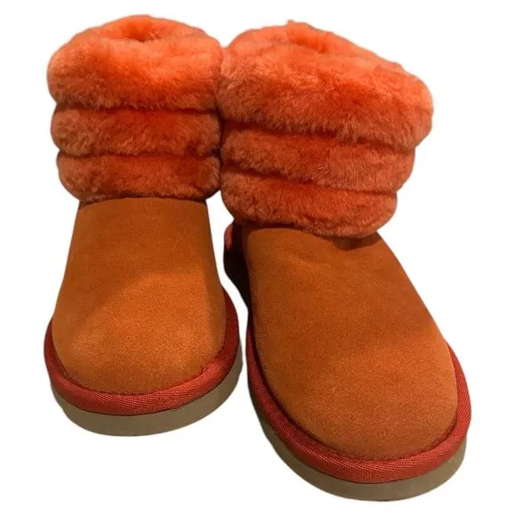 UGG classic mini fluff shearling women's ankle boots size 8 Orange color