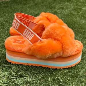 Ugg Disco Knot Slide Ultra High Platform Colorblock Slingback Fuzzy Slippers 9