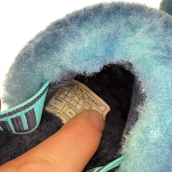 UGG Fluff Yeah Blue Ombre Plush Slipper Slides Size Toddler 8