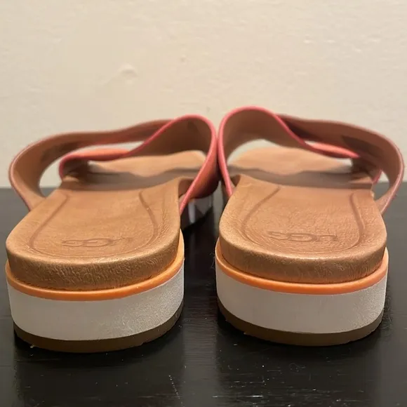 UGG Kari Sandals/Slides size 9.5 coral and brown.  Leather.