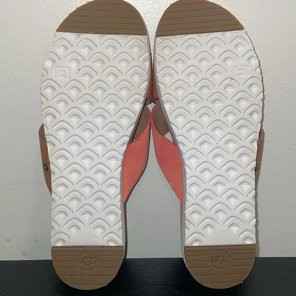 UGG Kari Sandals/Slides size 9.5 coral and brown.  Leather.
