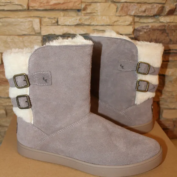 UGG KOOLABURRA‎ GIRL'S SUEDE BUCKLE BOOTS GRAY