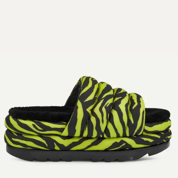 UGG l Maxi Tiger Print Chunky Platform Slide Sandal Key Lime New! Size 10