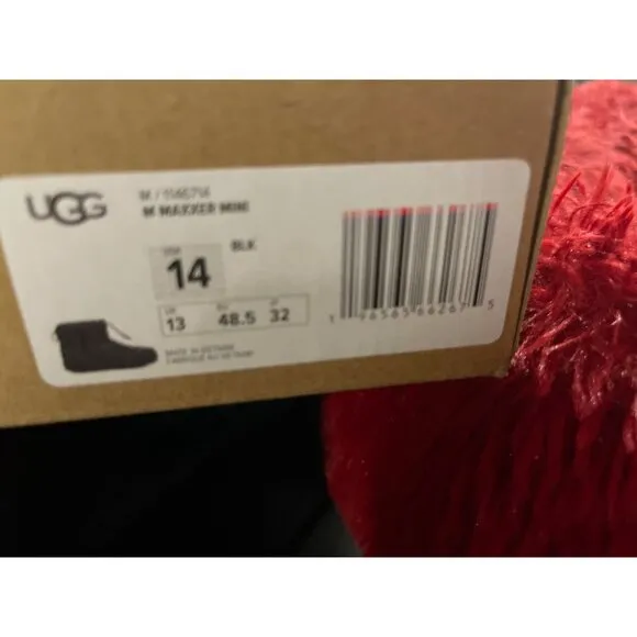 UGG Men's Maxxer Mini Black Quilted Winter Boots Size 14 - New in Box