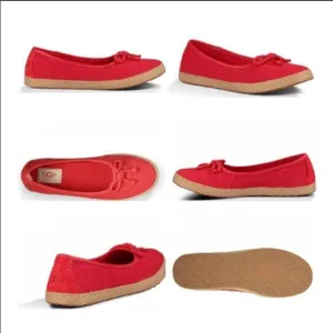 Ugg Syleste Red Espadrille Canvas Slip-On Flats